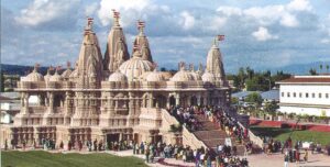 BAPS Shri Swaminarayan Mandir temple exterior in Chino Hills