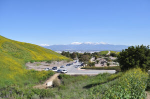 Snow-capped Mount San Antonio viewed from the Chino Hills State Park main entrance