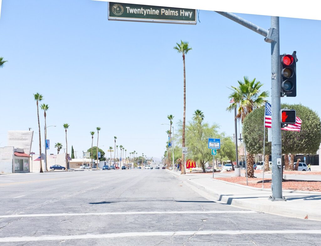 Downtown Twentynine Palms looking north on Adobe Road