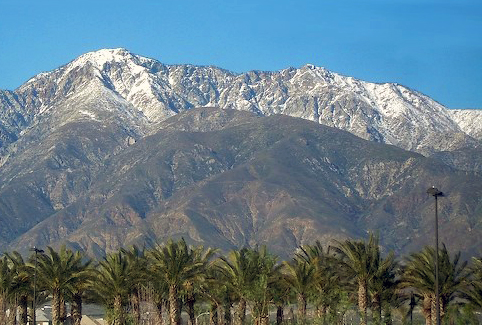 Cucamonga Peak from Victoria Gardens in Rancho Cucamonga, used as a local context image for Cara Mia Italian Restaurant