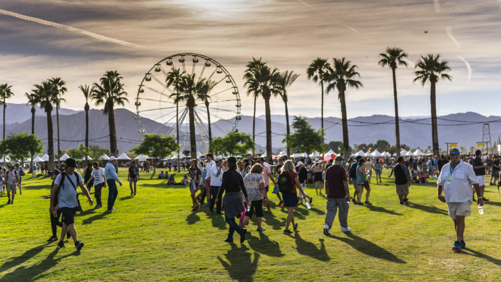 Large outdoor music festival scene at Empire Polo Club in Indio