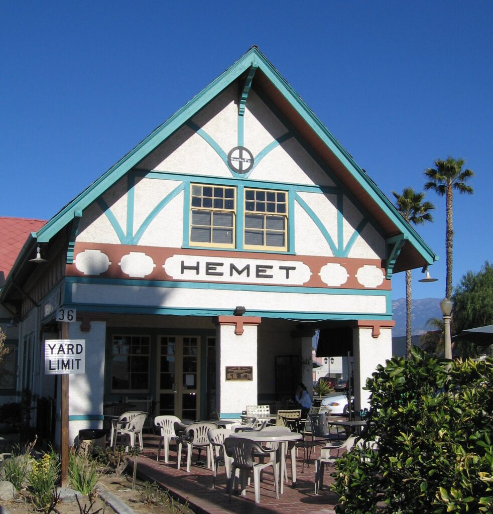 Old Santa Fe depot building used by Hemet Museum