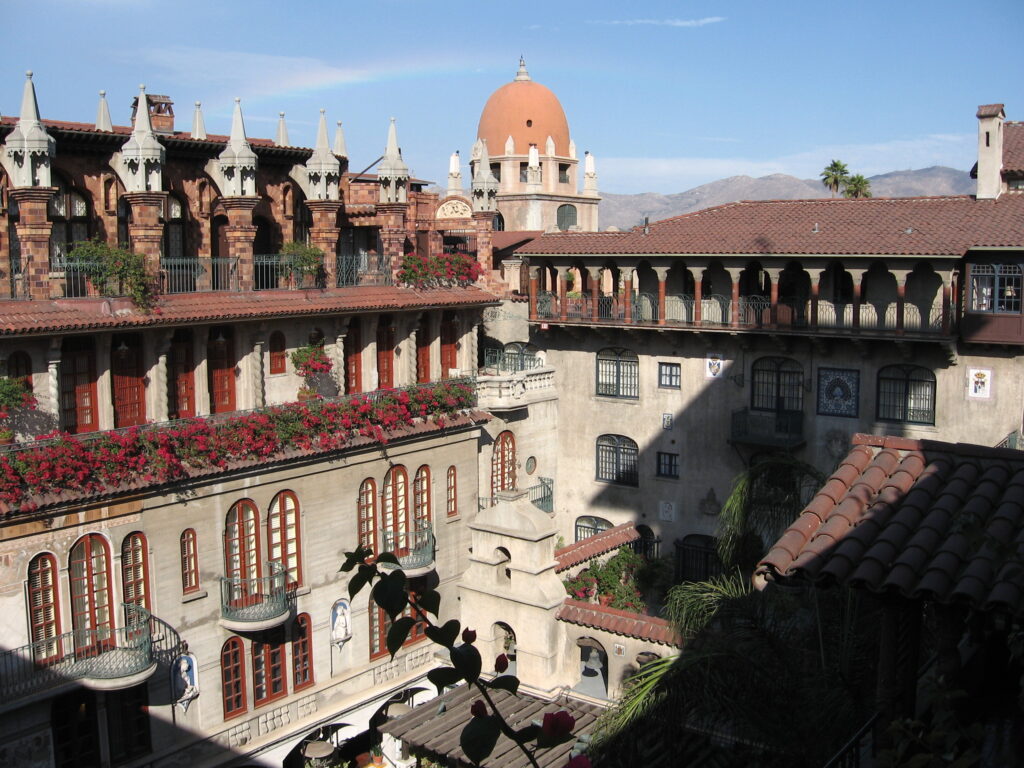 Mission Inn Spanish Wing exterior in Riverside, the hotel venue for Duane's Prime Steaks and Seafood