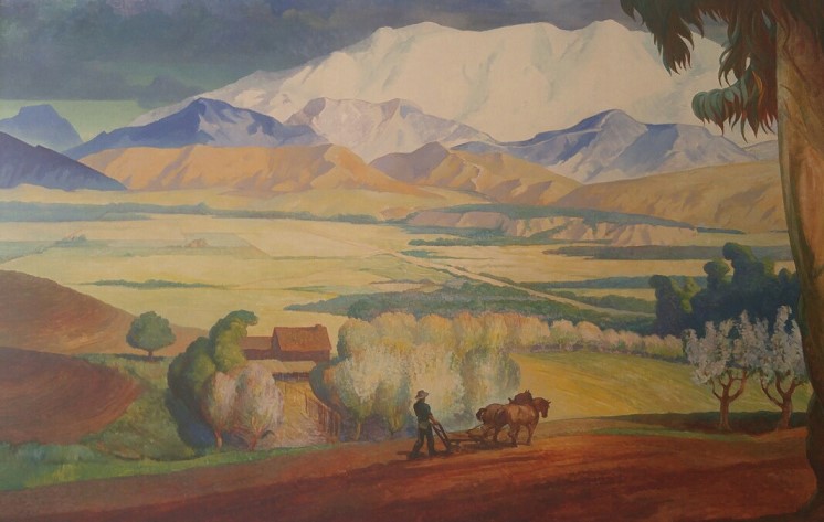 Mural of early Beaumont inside the Carnegie portion of Beaumont Library District