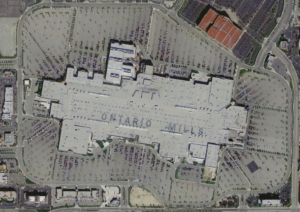 Aerial view of Ontario Mills near New York Grill in Ontario