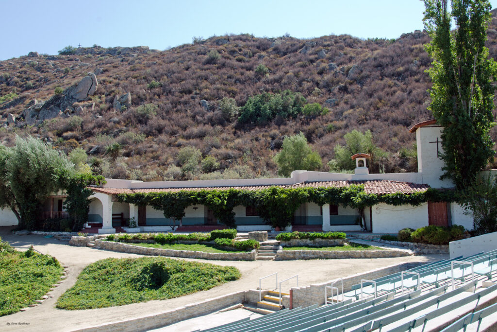 Open-air seating and stage area at Ramona Bowl Amphitheatre in Hemet