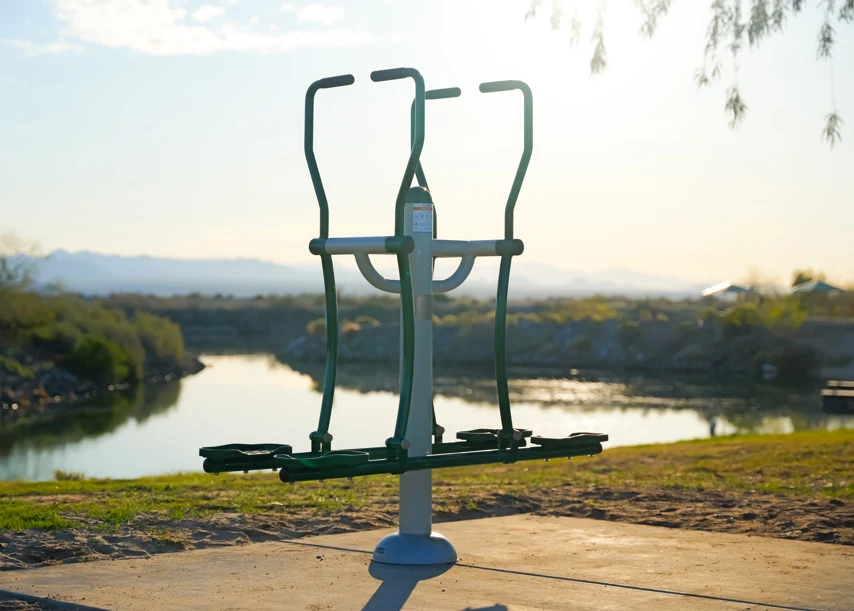 Riverfront exercise equipment at Jack Smith Park
