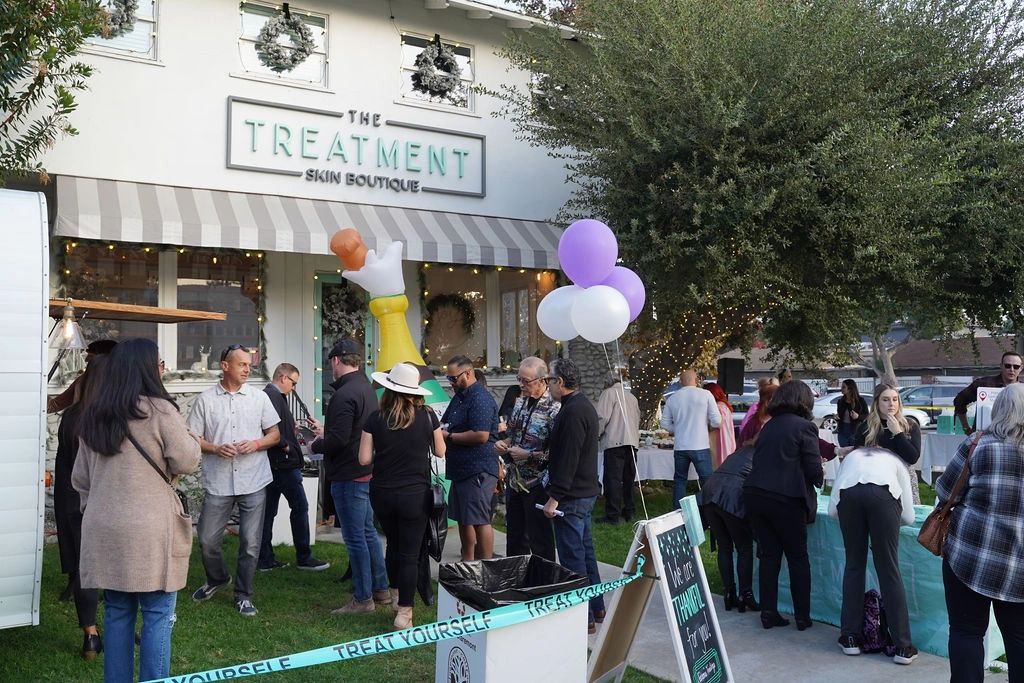 Visitors gathered outside The Treatment Skin Boutique in Claremont Village