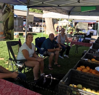 Produce vendors at the market