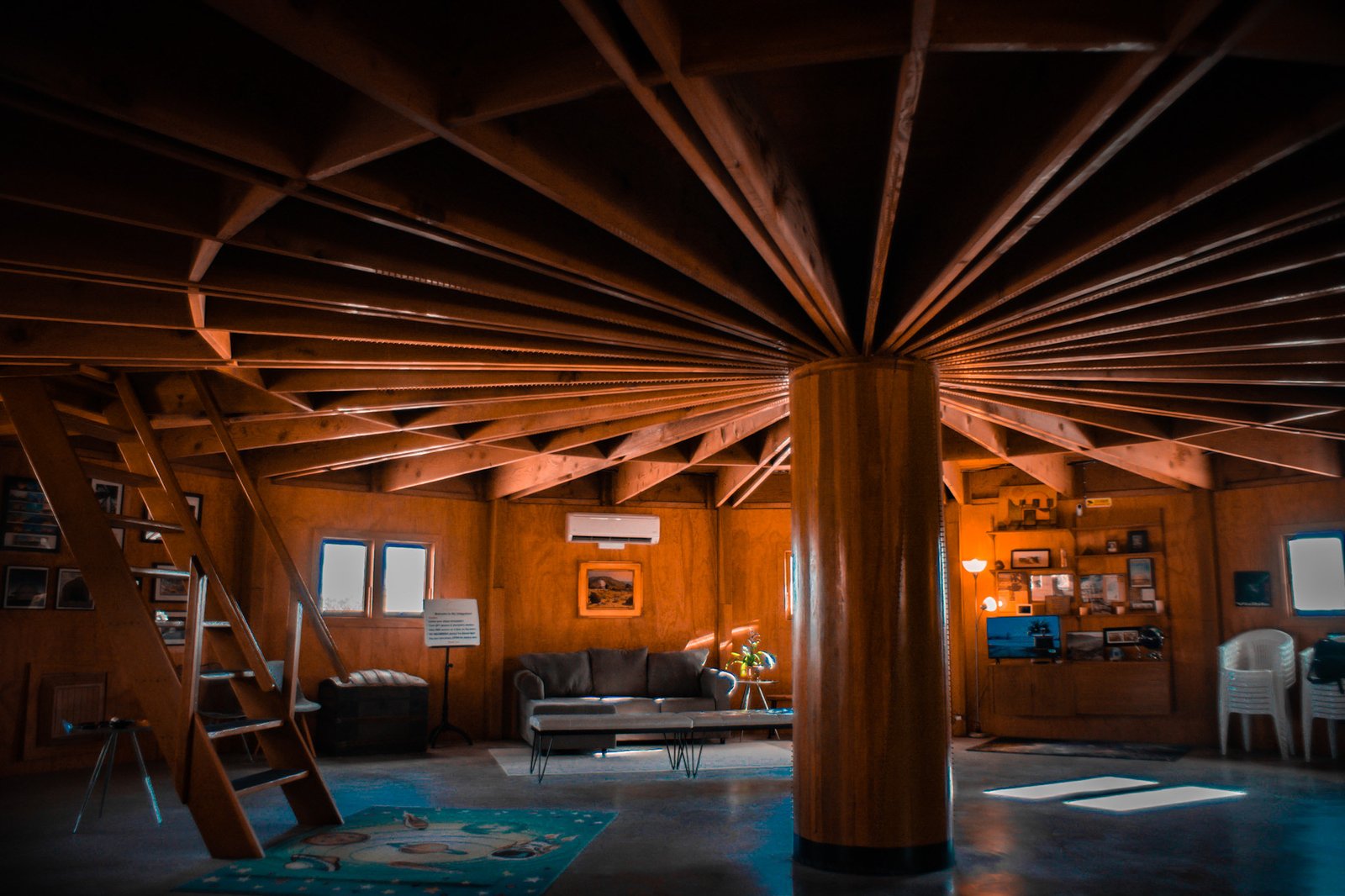 The Integratron lower level and radial wooden ceiling