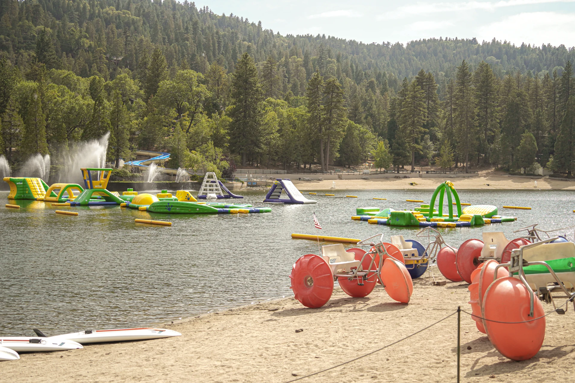 Pedal boats beside Lake Gregory beach
