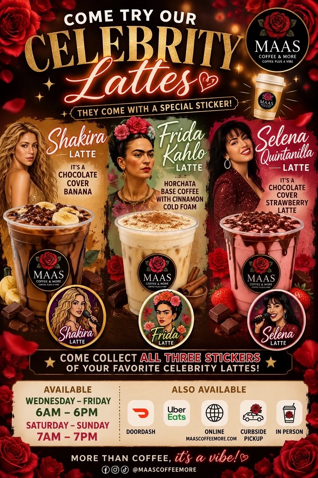 Celebrity-inspired latte menu from Maas Coffee & More