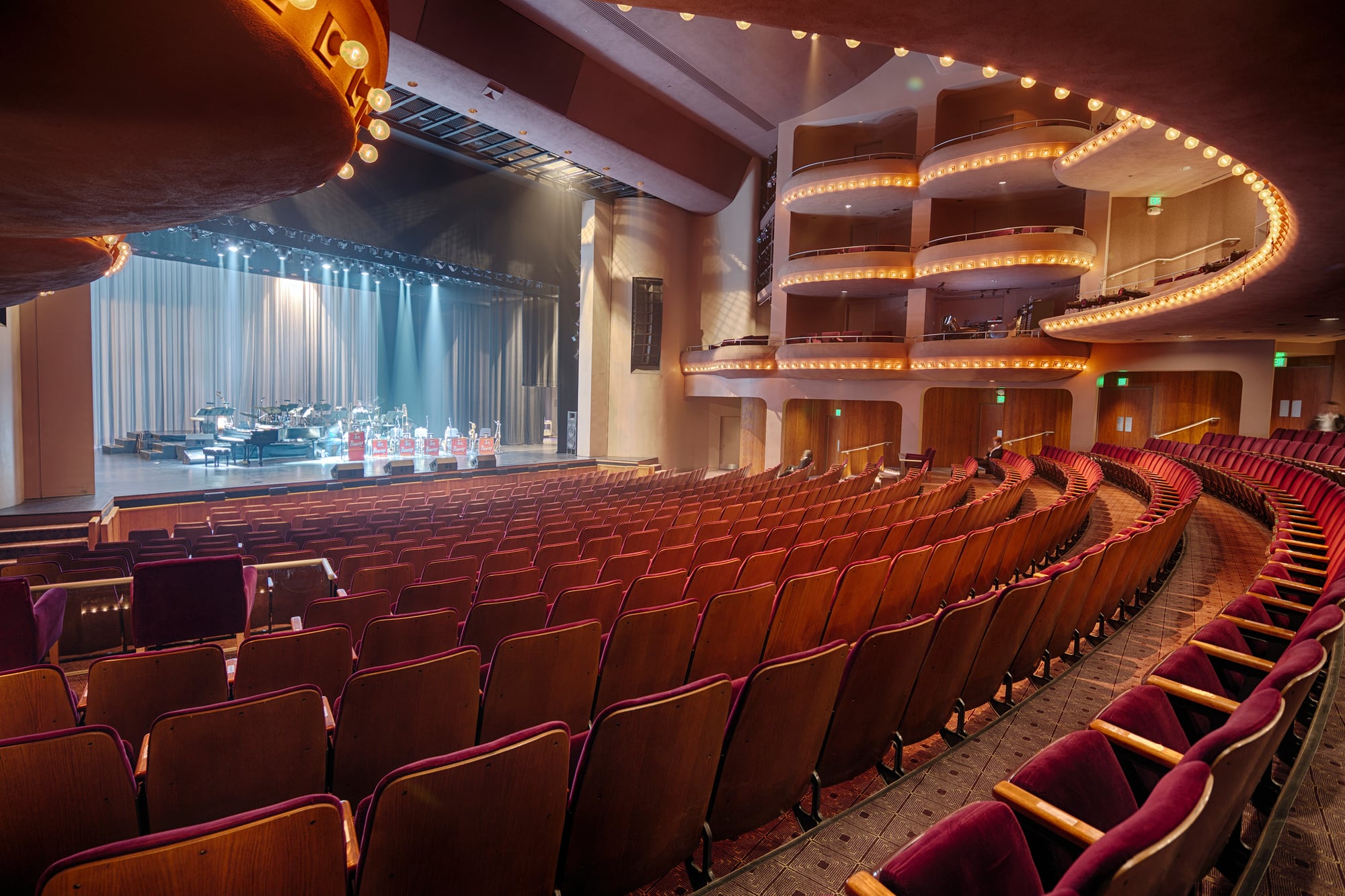 McCallum Theatre auditorium seating, balconies, and stage in Palm Desert