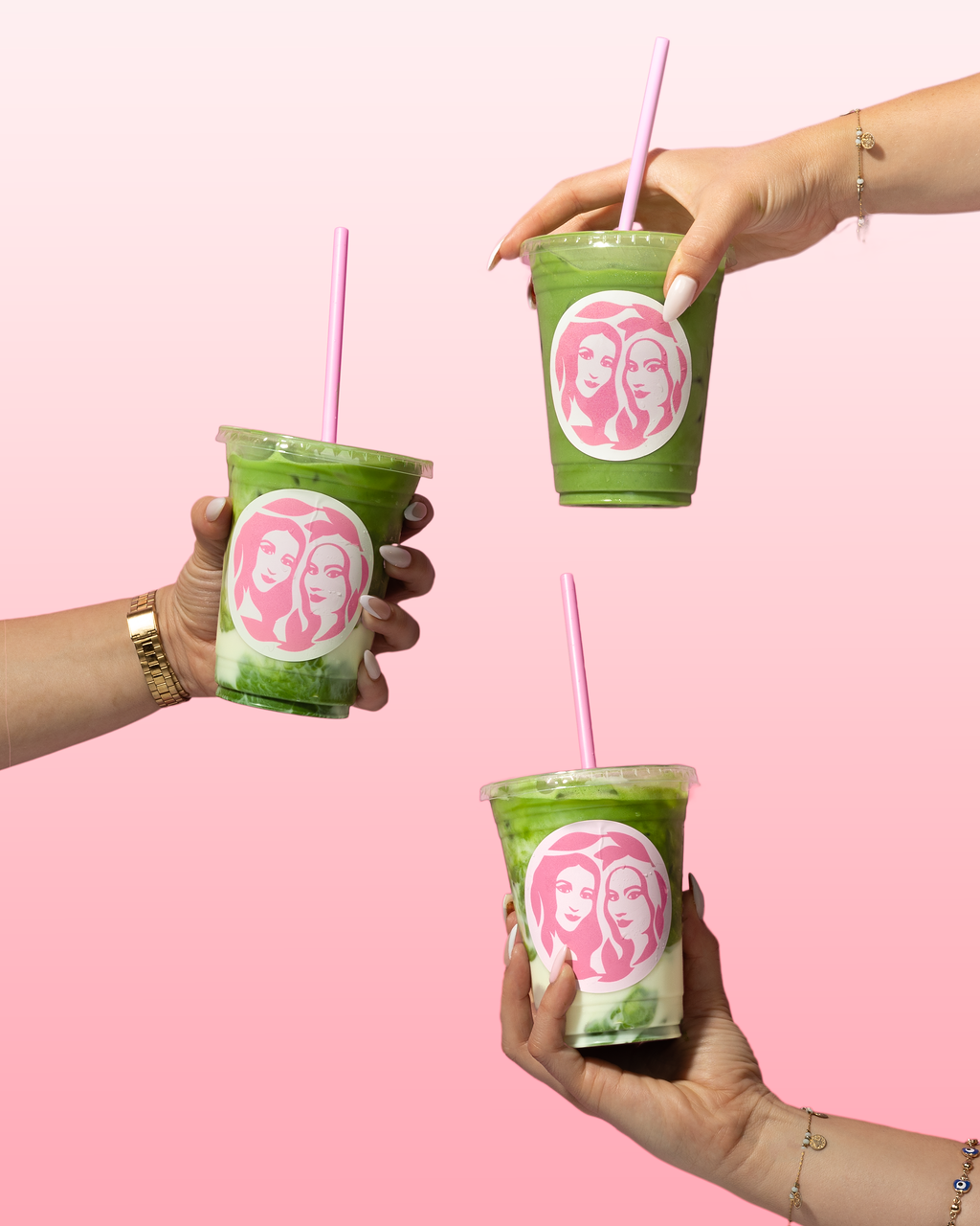 Three matcha drinks from Our Matcha Place in Temecula