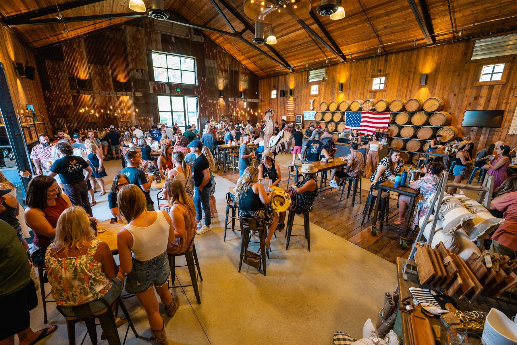 Guests gathered inside the Crush House during a past event at Peltzer Winery